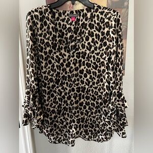 Vince Camuto Leopard Print Ruffle Sleeve Blouse